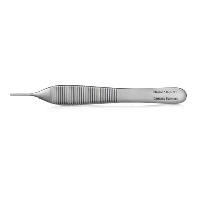 McKesson 43-1-771 - Dressing Forceps McKesson Argent™ Adson 4-3/4 Inch Length OR / Surgical Grade German Stainless Steel NonSterile NonLocking Thumb Handle Straight Serrated Tips