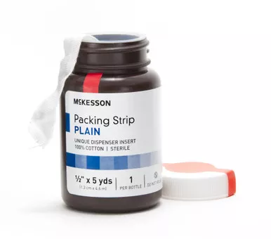 McKesson 61-59220 - Wound Packing Strip McKesson Plain Cotton Non-impregnated Medium 1/2 Inch X 5 Yard 1 Count Sterile