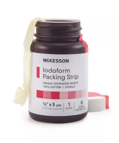 McKesson 61-59245 - Wound Packing Strip McKesson Antiseptic Cotton Iodoform Medium 1/2 Inch X 5 Yard 1 Count Sterile