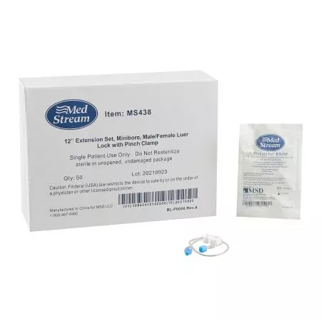 McKesson IV Extension Set McKesson Micro Bore 12 Inch Tubing Without Filter - Box of 50 - MS438-BX