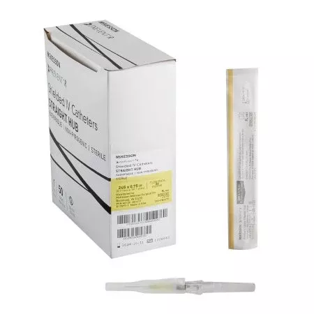 McKesson Peripheral IV Catheter McKesson Prevent R 24 Gauge 0.75 Inch Button Retracting Safety Needle - Box of 50 - 380212-BX