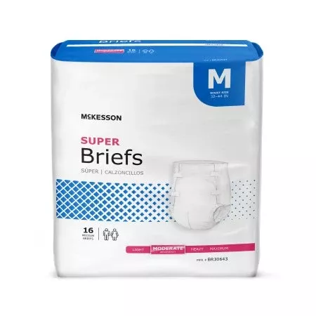McKesson Unisex Adult Incontinence Brief McKesson Medium Disposable Moderate Absorbency - Bag of 16 - BR30643-BG