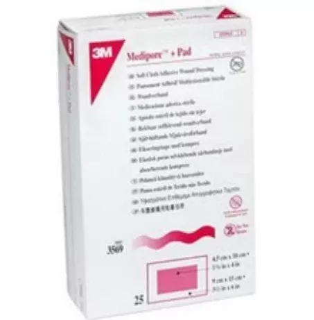 Medipore +pad Soft Cloth Adhesive Dressing 3-1/2" X 8"- Box of 25