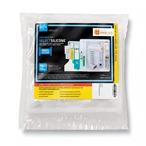 Medline 100% Silicone 1-Layer Foley Catheter Tray with Urine Meter - One-Layer Tray with 400 mL Urine Meter, 2, 500 mL Drain Bag with Metal-Free Drainage Port and 100% Silicone Foley Catheter, 16 Fr, 10 mL, Peri Wipe, Vented Tubing - URO170816Q