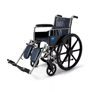 Medline 2000 Series Wheelchairs - Excel Wheelchair, Permanent Arms, Elevating Leg Rests, Black, 18" - MDS806200D