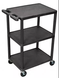 Medline 3-Shelf Utility Carts - 3 Shelf Polyethylene Cart with 4" Casters, 24"W x 18"D x 32-1/2"H, Blue - HE34BLU