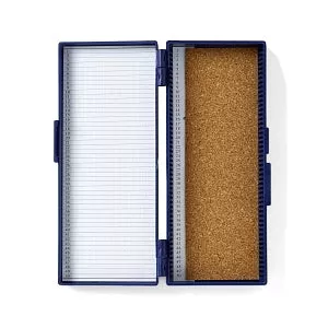Medline 50-Place Microscope Slide Storage Box - Slide Storage Box for Fifty 25 mm x 75 mm Slides, Blue - MLAB50SLSTRB