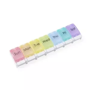 Medline 7-Day Pill Organizers - 7-Day Pill Organizer with Easy Push Buttons, Multicolor, 2X / Day - NON36690