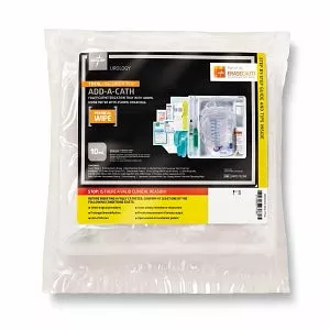 Medline Add-A-Cath 1-Layer Foley Catheter Tray with Urine Meter - Total One-Layer Add-A-Cath Trays with 400 mL Urine Meter, 2, 500 mL Drain Bag with Metal-Free Drainage Port, Peri Wipe, Vented Tubing - URO180200S