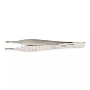 Medline Adson-Brown Tissue Forceps - 4-3/4" (12 cm) Adson-Brown Tissue Forceps with Straight Tips and 9 x 9 Teeth - MDS1019912
