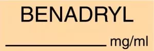 Medline Anesthesia Syringe Labels - Benadryl Light Orange mg / mL Tape - AT9