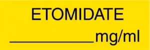 Medline Anesthesia Syringe Labels - Etomidate Yellow mg / mL Tape - AT164