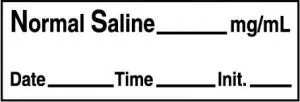 Medline Anesthesia Syringe Labels - Normal Saline White mg / mL Tape - ATX327W