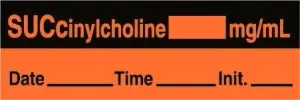 Medline Anesthesia Syringe Labels - Succinylcholine Fluorescent Red mg / mL Tape - ATX57