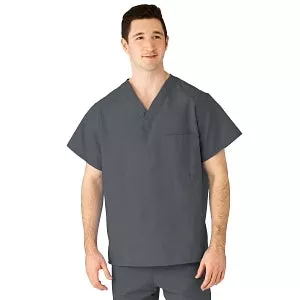 Medline AngelStat Unisex Reversible V-Neck Scrub Top with 2 Pockets - AngelStat Unisex Reversible V-Neck 2-Pocket Scrub Top with Angelica Color-Coding, Size 2XL Tall, Navy - MDTZ610NNTTG