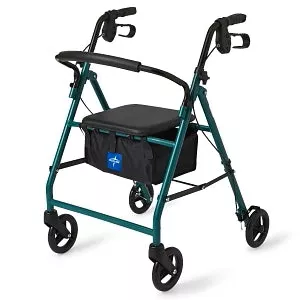 Medline Basic Steel Rollators - Basic Steel Rollator with 6" Wheels, Green - MDS86850EGS