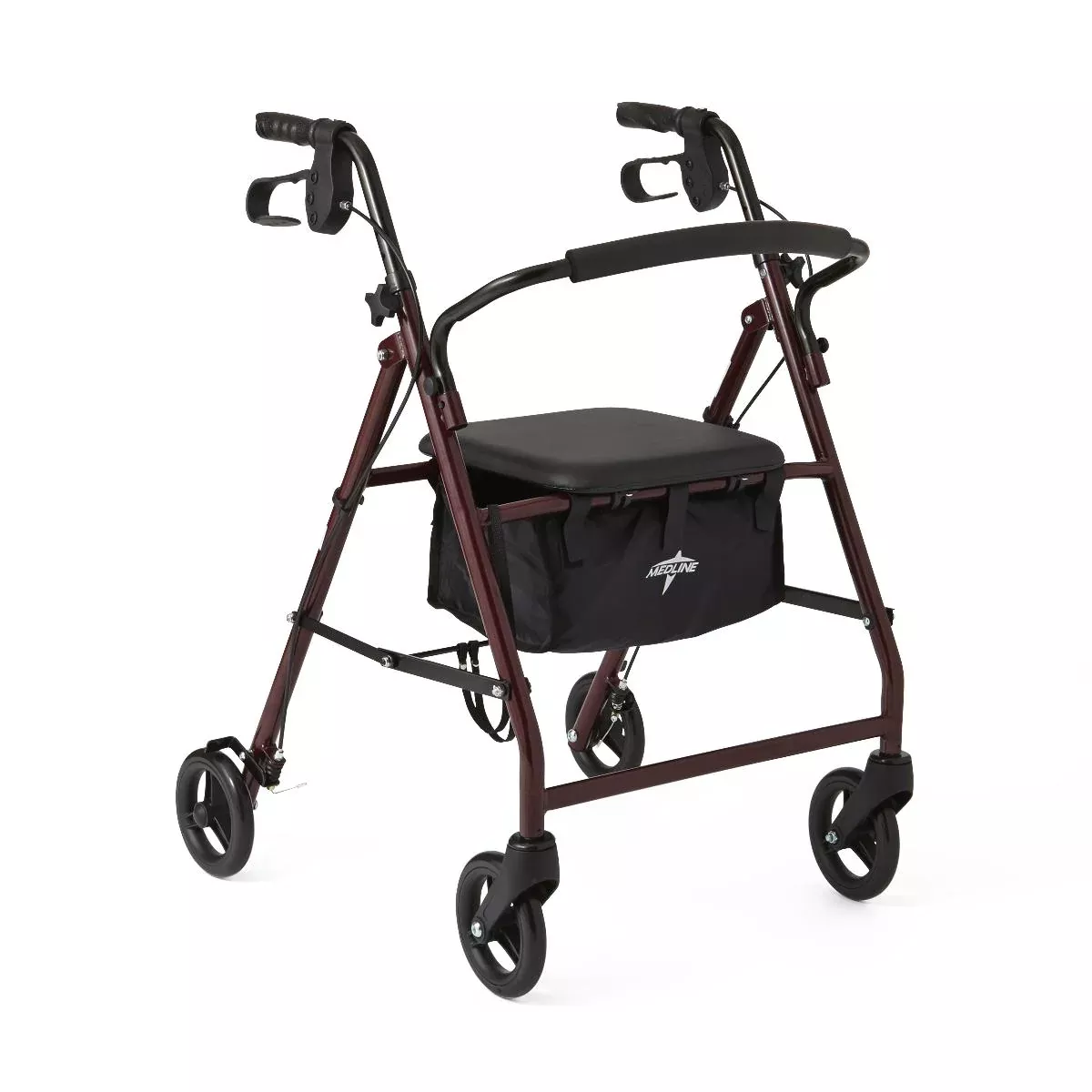 Medline Basic Steel Rollators - Basic Steel Rollator with 6" Wheels, Red - MDS86850ESCA