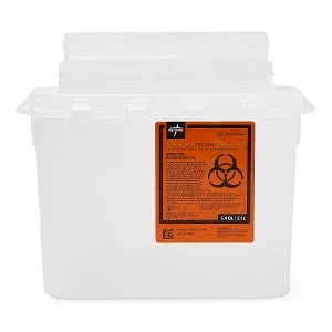 Medline Biohazard Patient Room Sharps Disposal Containers - Wall-Mount Sharps Container, Red, 5.4 qt. - MDS705253