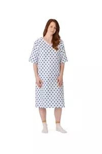Medline Blended Patient Gowns - Patient Gown with Angle Back and Side Ties, Snowflake Print, Size 3XL - MDTOG2RTSSNO