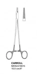 Medline Carroll Micro Needle Holders - Carroll Needle Holder, Cross Serrated Tip, Tungsten Carbide, 6", 15 cm - MDS2419615