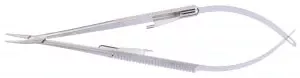 Medline Castroviejo Smooth Micro Needle Holders - Castroviejo Curved Non-Locking Needle Holder with 10 mm Jaw, 5-1/2" (14 cm) - MDS0750391