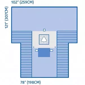 Medline Cesarean Section Surgical Drape with Pouch and Fenestration - Fenestrated C-Section Drape with Clear Screen, Foam - DYNJP6107