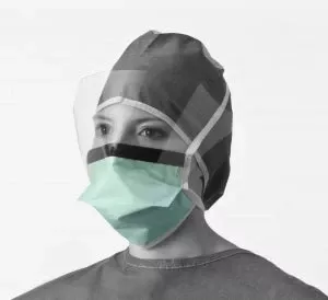 Medline Chamber-Style Surgical Face Mask with Eye Shield and Ties - Chamber-Style Face Mask with Antiglare Shield and Ties - NON27411AG