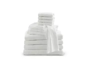Medline Classic Cotton Terry Hand Towels - Basic 100% Cotton Terry Hand Towel, White, 16" x 27", 2.62 lb./Dz., 1 Dz. - MDTHT3C26DZ