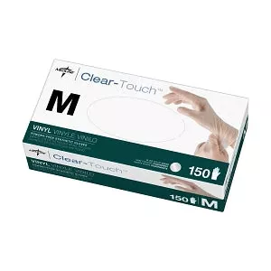 Medline Clear-Touch Vinyl Multi-Purpose Gloves - CA Only - For California Only, Clear-Touch Powder-Free Vinyl Industrial Gloves, Size L, 150 Count - 6CLE203