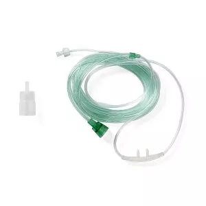 Medline CO2 Sampling Cannulas - CO2 Sampling Cannula, 10' O2 Tubing, 10' CO2 Tubing, Adult, Green - HCS4565