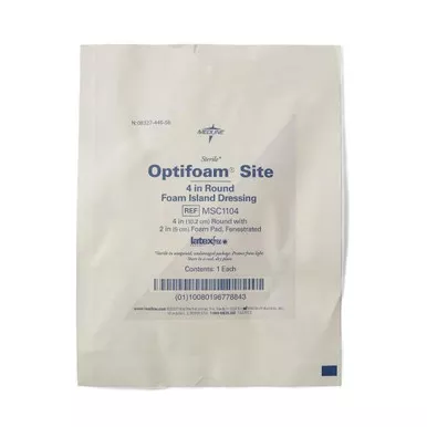 Medline MSC1104 - Optifoam Foam Island Dressing with Fenestration 4" Diameter Round - Replaces 60MSC1104Z