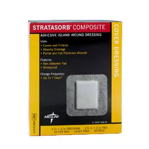 Medline MSC3044 - Composite Island Dressing Stratasorb 4 X 4 Inch Polyurethane