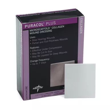 Medline MSC8722EP - Silver Collagen Dressing Puracol Plus AG+ 2 X 2 Inch Square Sterile