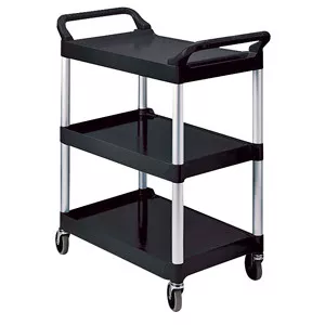 Medline RUB342488BLA - 3 Shelf Plastic Utility Cart, Black
