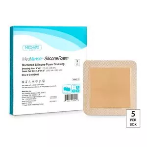 Medvance Bordered Silicone 6" X 6" Foam Dressing, 4.1" X 4.1" Pad- 1 Each