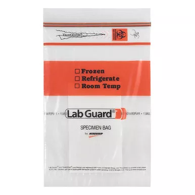 Minigrip SBL2AP69B - Specimen Transport Bag with Document Pouch and Absorbent Pad Lab Guard Double Zipper 6 X 9 Inch Zip Closure Biohazard Symbol / Storage Instructions NonSterile