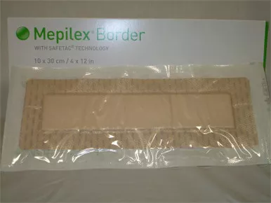 Molnlycke 295900 - Silicone Foam Dressing Mepilex Border 4 X 12 Inch Rectangle Silicone Adhesive with Border Sterile