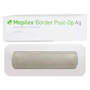 Molnlycke 498650 - Mepilex Border Post Op Ag Foam Dressing, 4" x 14"