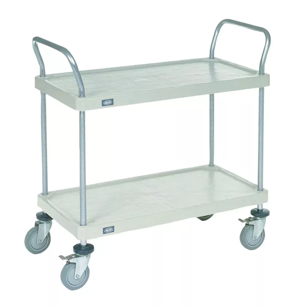 Nexel Solid Plastic Shelf Utility Cart Nexel Solid Plastic Shelf Utility Cart, 48"W x 39"H x 24"D, 2 Shelves, Rubber Casters - 926061