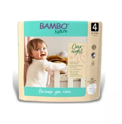 Overnight Baby Diaper, Eco Friendly, Size 4, 15-31 Lbs.- Pack(age) of 24