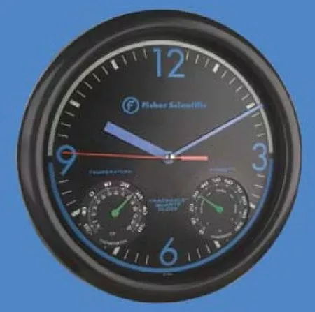 PANTek Technologies LLC Wall Mount Clock / Hygrometer / Thermometer Fisherbrand™ Traceable 10 Inch 12 Hour, -20 to +55Â°C and -4 to +131Â°F, 0 - 100% Analog Display Battery Powered - Each - 0666410-EA