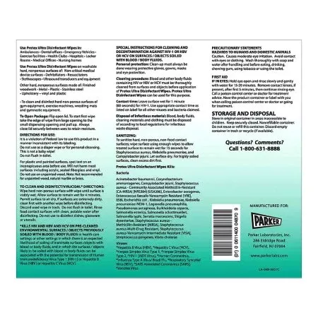 Parker Labs Protex™ Ultra Surface Disinfectant Cleaner Premoistened Quaternary Based Manual Pull Wipe 75 Count Canister Lemon Scent NonSterile - CN/1 - 48-70-CN