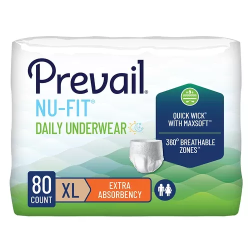 Prevail Nu-Fit Incontinence Protective Pull-Up Underwear, X-Large- Package of 20