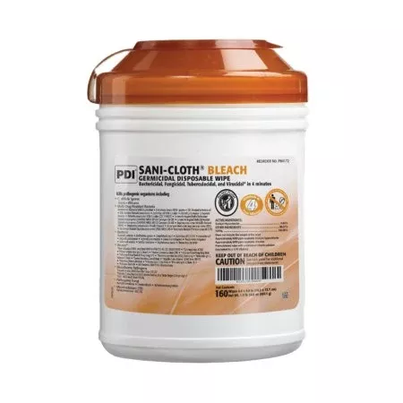 Professional Disposables Sani-Cloth Bleach Surface Disinfectant Cleaner Premoistened Germicidal Manual Pull Wipe 160 Count Canister Bleach Scent NonSterile - Case of 1920 - P84172-CS