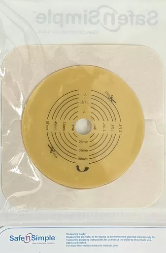 Safe N Simple 7305234 - 5" x 5" 2-Piece Wafer Standard Wear Tape Collar Beige 70mm 2 3/4" Flange Cut to Fit