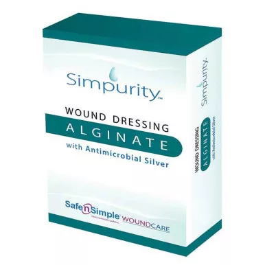 Safe N Simple SNS51764 - Simpurity Silver Alginate, 8" x 8" Pad