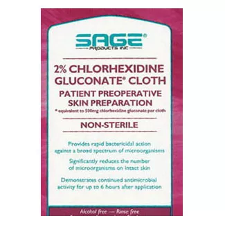 Sage 9707 - Skin Prep Wipe Sage 6 per Pack Soft Pack 2% Strength CHG (Chlorhexidine Gluconate) NonSterile