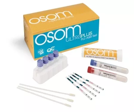 Sekisui Diagnostics Respiratory Test Kit OSOM Ultra Plus Infectious Disease Immunoassay Influenza A + B Nasal Swab / Nasopharyngeal Swab Sample 25 Tests CLIA Waived for Swab - Case of 18 - 1032-CS