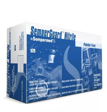 Sempermed USA General Purpose Glove SemperGuard X-Large Nitrile Blue 9.4 Inch Beaded Cuff NonSterile - Case of 1000 - INIPFT105-CS