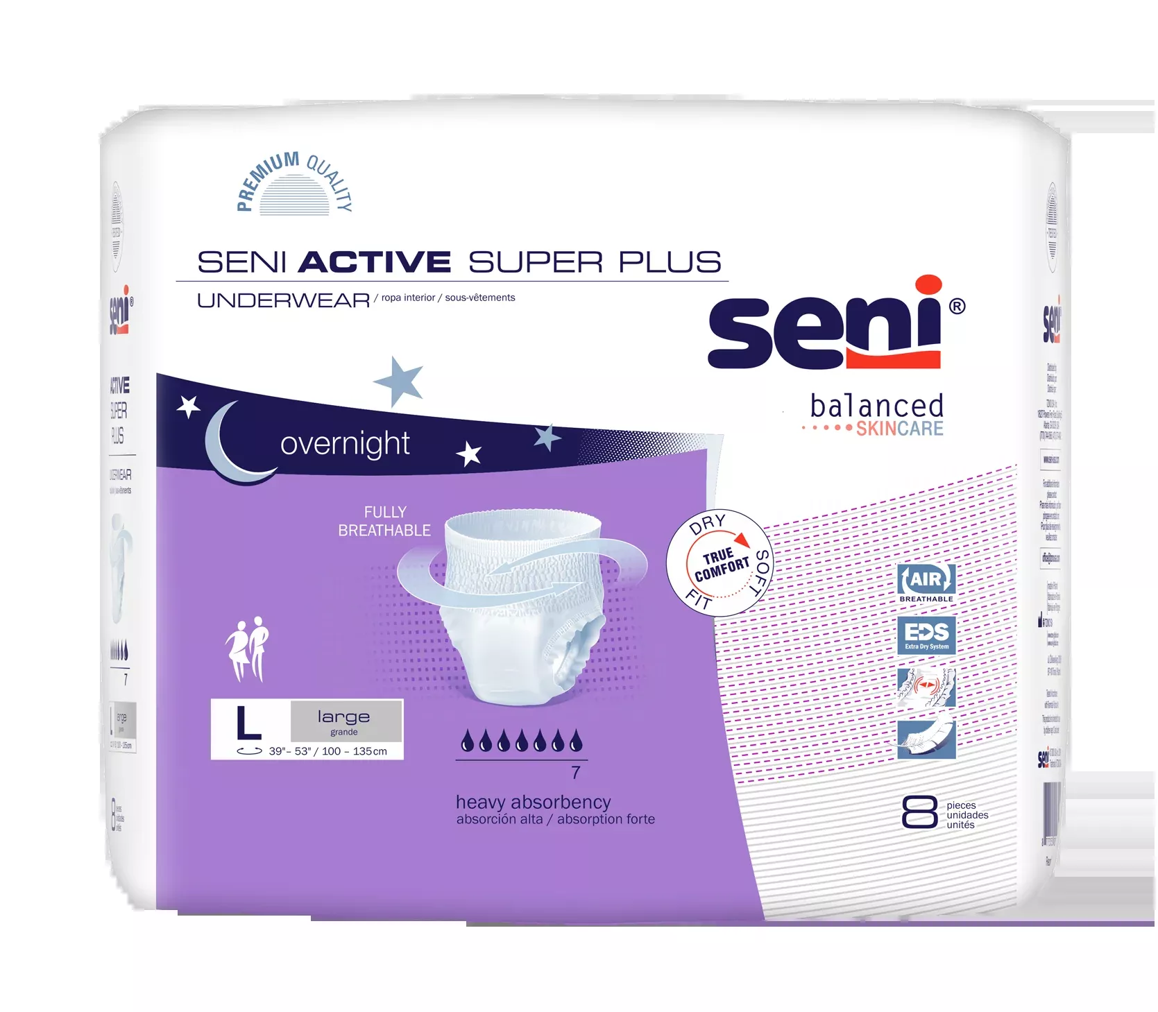 Seni Active Super Plus Pull-on Underwear, Large, 8 Count - 39" - 53"- Pack(age) of 8